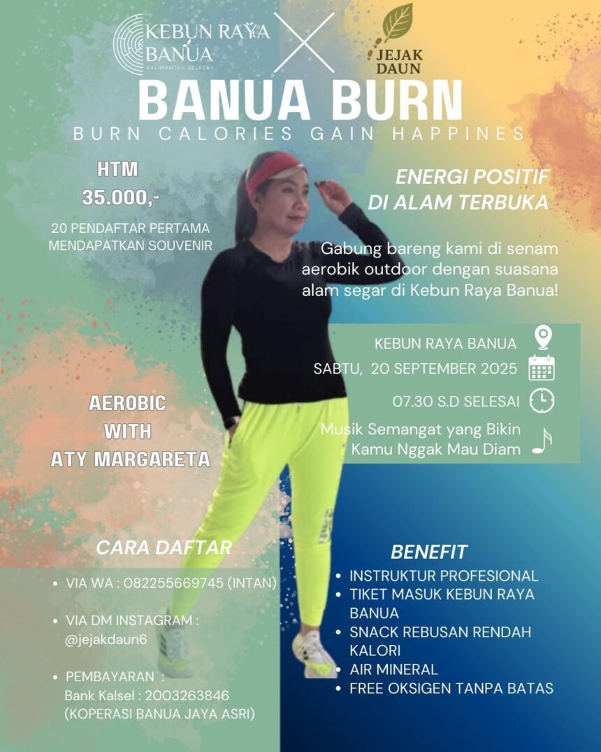Kebun Raya Banua Gelar “Banua Burn”, Senam Aerobik Outdoor Bersama Jejak Daun