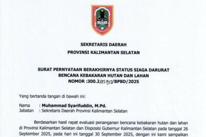 Pemprov Kalsel Nyatakan Status Siaga Darurat Karhutla Resmi Berakhir