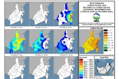 BMKG Kalsel: Awal November Didominasi Hujan Menengah, Waspadai Potensi Hujan Lebat Lokal di Beberapa Wilayah