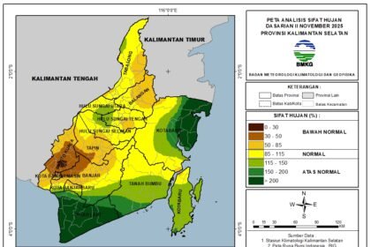 BMKG Staklim Kelas I Kalsel: Update Analisis dan Prediksi Curah Hujan Kalimantan Selatan Dasarian II–III November 2025