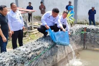 Penguatan Ketahanan Pangan, Lapas IIA Banjarmasin Tebar Bibit Ikan Nila dan Papuyu di Area Lapas