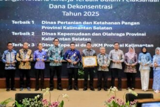 Gubernur Kalsel H. Muhidin Serahkan Penghargaan Kinerja Pengelolaan APBN pada Rakor Percepatan Pembangunan 