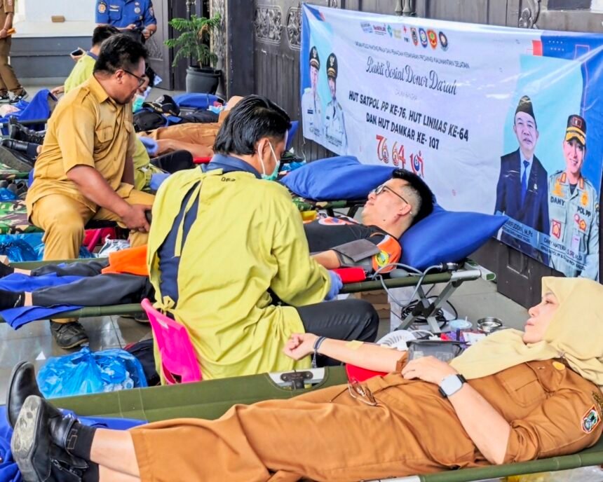 Baksos Donor Darah HUT ke-76 Satpol PP, ke-64 Linmas, dan ke-107 Damkar, Targetkan 100 Kantong Darah
