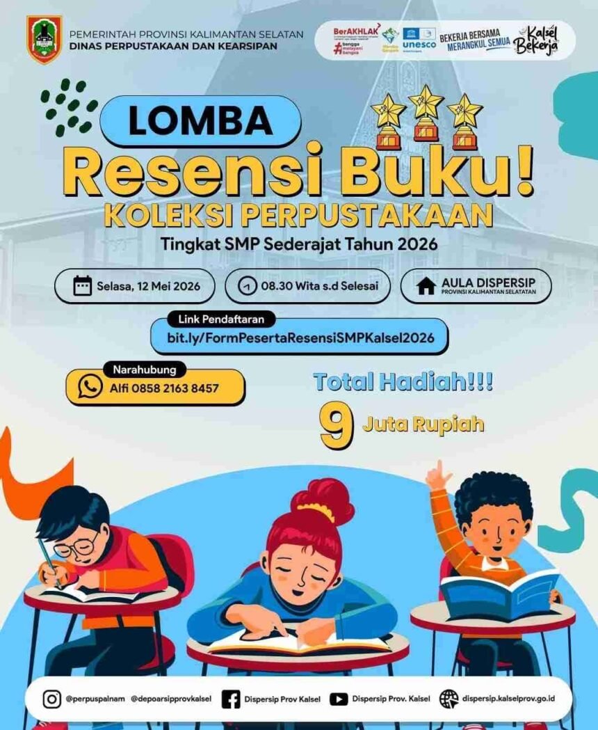 Lomba Resensi Buku Dispersip Kalsel, Ajang Kreativitas Pelajar SMP