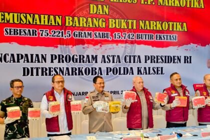 Polda Kalsel Musnahkan 75,2 Kg Sabu dan Ribuan Ekstasi, Kapolda: Selamatkan Ratusan Ribu Jiwa