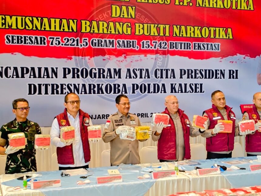 Polda Kalsel Musnahkan 75,2 Kg Sabu dan Ribuan Ekstasi, Kapolda: Selamatkan Ratusan Ribu Jiwa