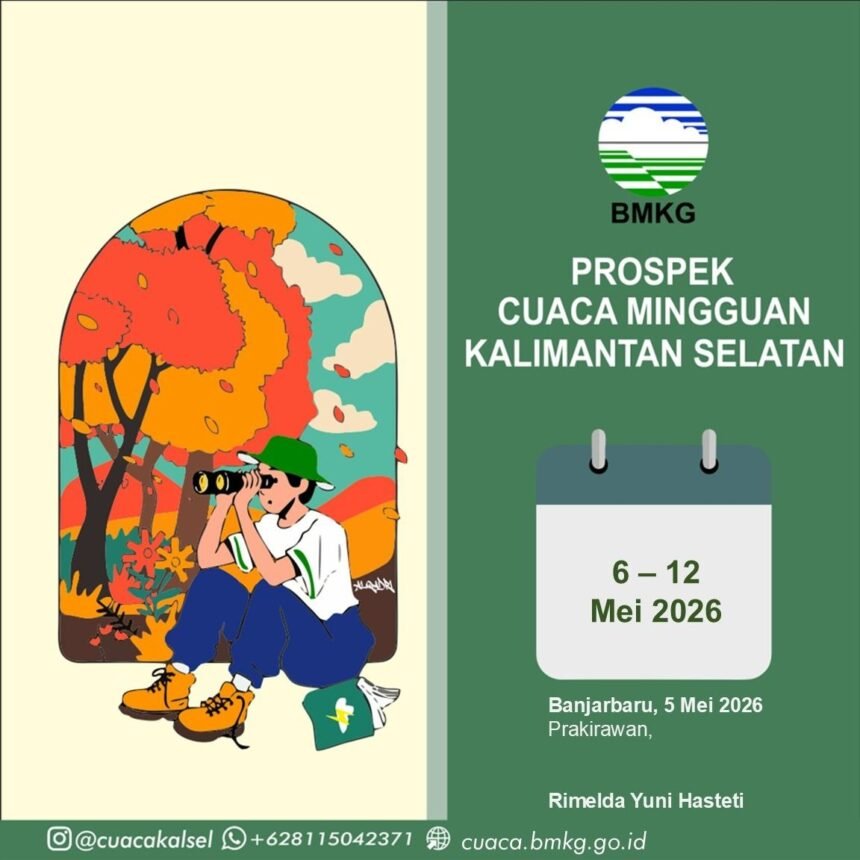 BMKG: Waspadai Hujan Disertai Petir dan Angin Kencang di Kalsel Periode 6–12 Mei 2026